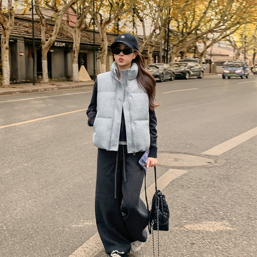 Zip Up Puffer Vest with High Collar for Women - Palmira