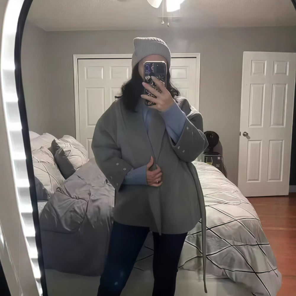 Faux Fur Trim Belted Coat for Women - Sheila