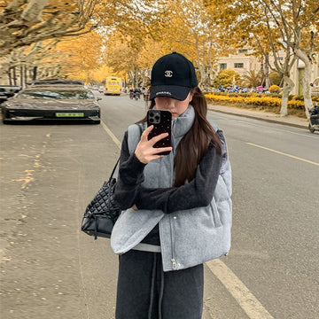 Zip Up Puffer Vest with High Collar for Women - Palmira