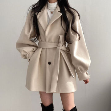Belted Coat with Long Sleeves for Women - Marilena