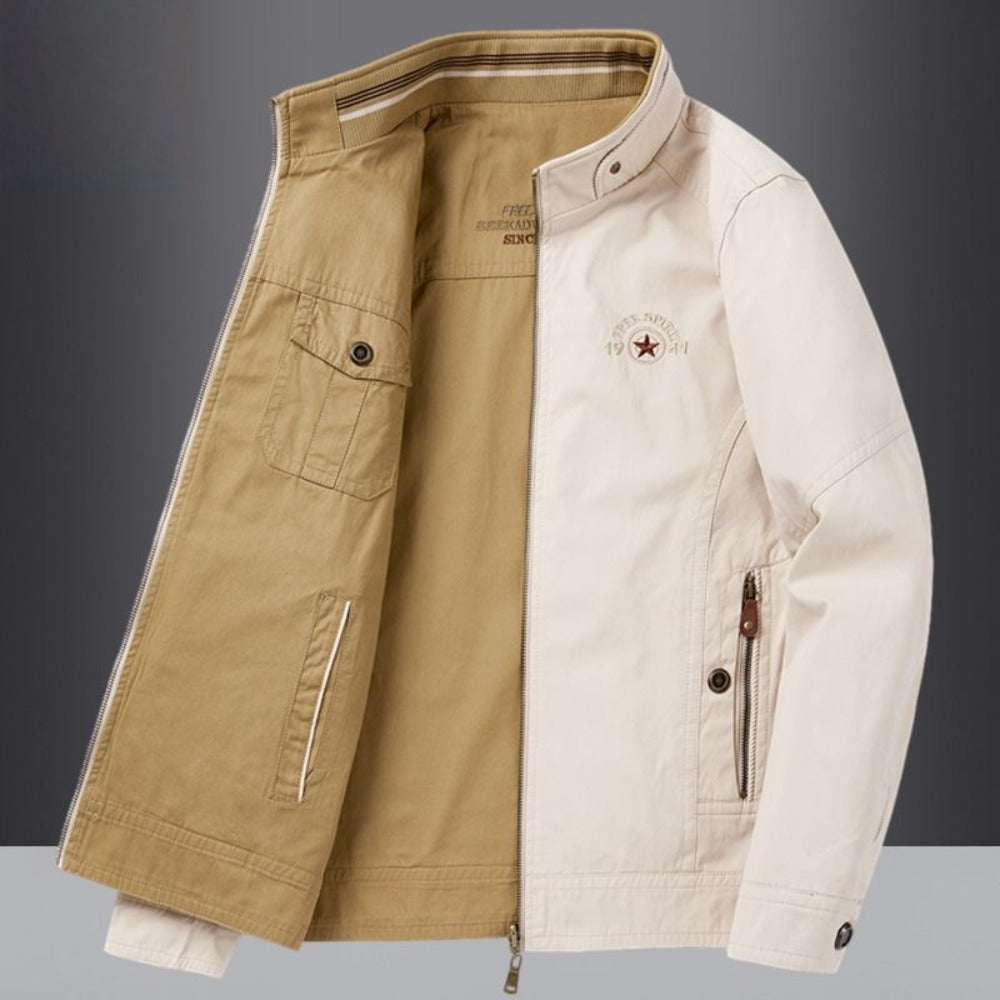 Reversible Lightweight Jacket with Zipper Pockets for Men - Azzurra