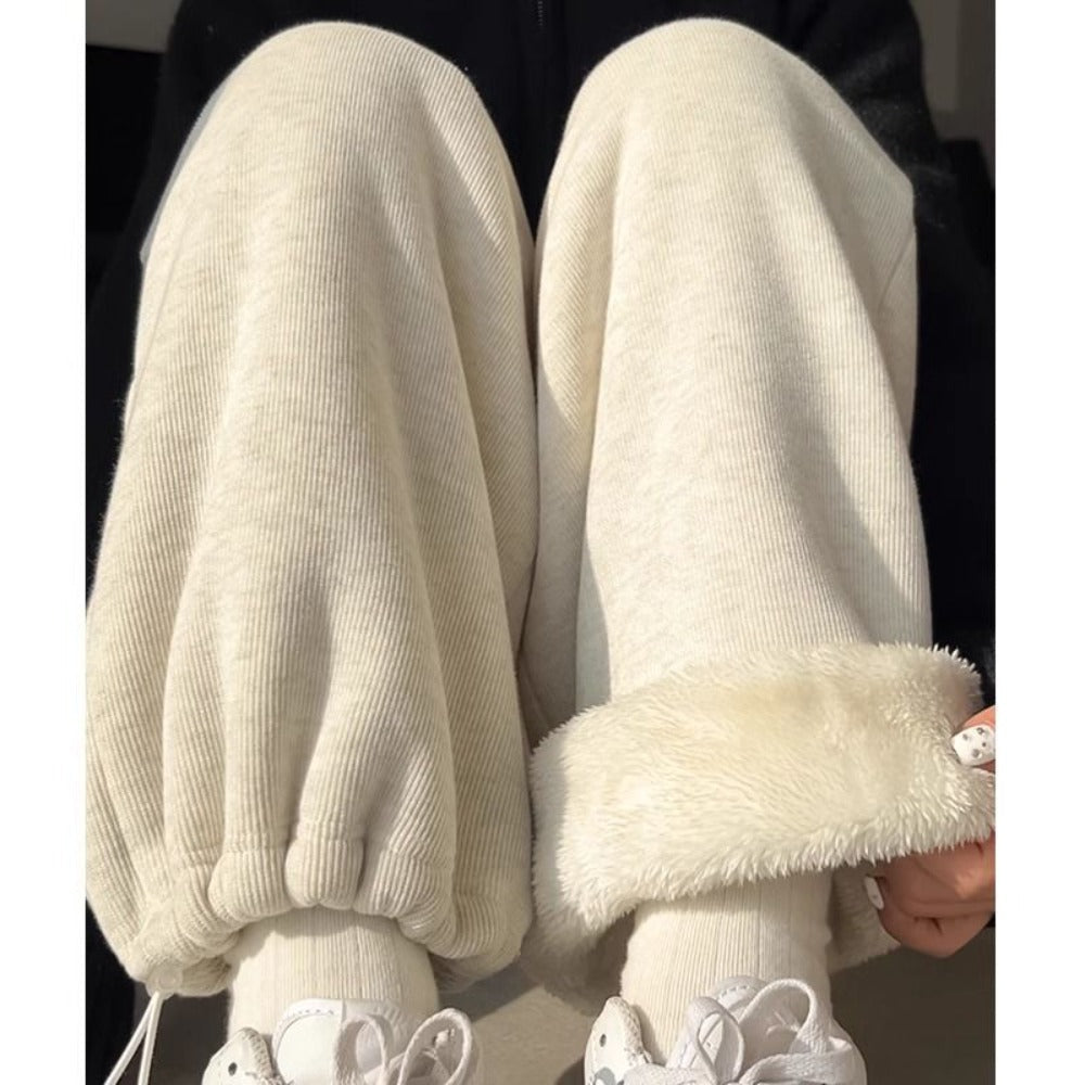 Fleece Lined Wide Leg Pants for Women - Maristella