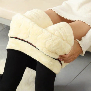 Black Fleece Lined Winter Warm Leggings for Women - Santina